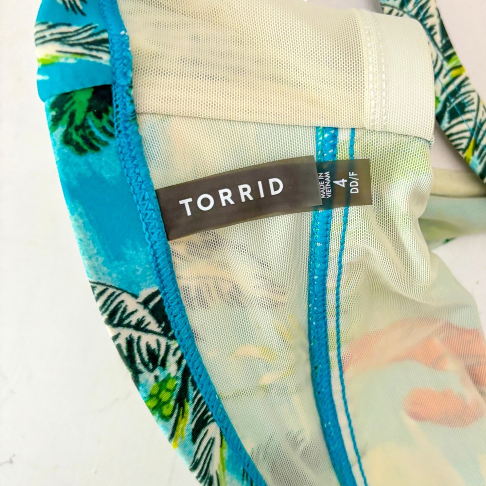 Torrid Retro Underwire Ruched Bikini Top Tiger Tropic Plus Size 4X DD/F‎ Pinup - Picture 8 of 9